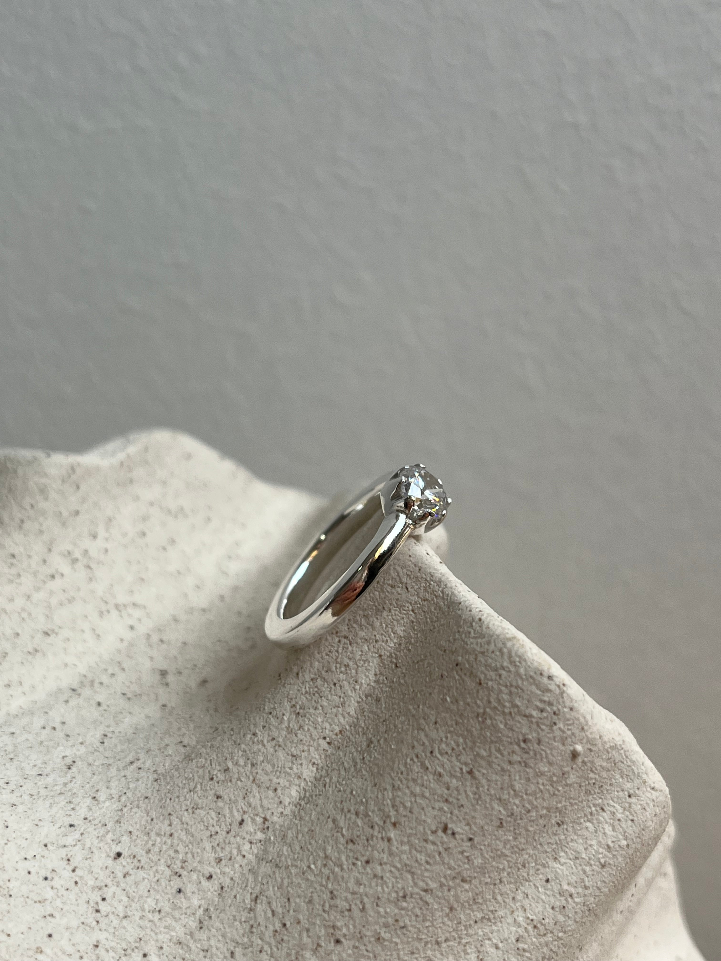 Anillo solitario de plata
